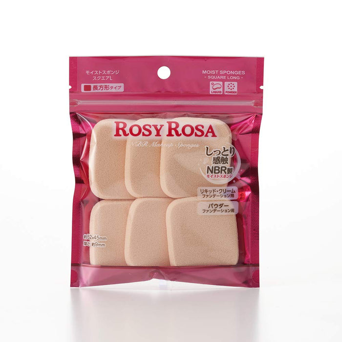 Rosie Rosa 保湿海绵 6 件装 方形 L - 高品质化妆海绵