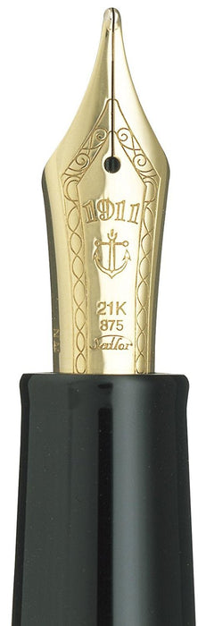 Sailor 1911 Large Black Fountain Pen 21K Gold Trim Medium Point - Sailor Fountain Pen