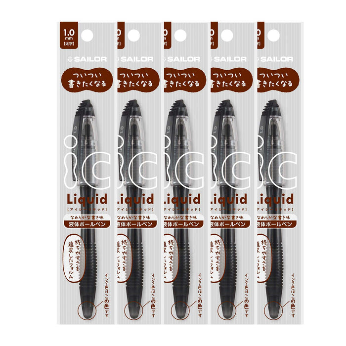 Sailor Fountain Pen Ballpoint 1.0mm Black Ink 5 Pack Liquid Ic Pens