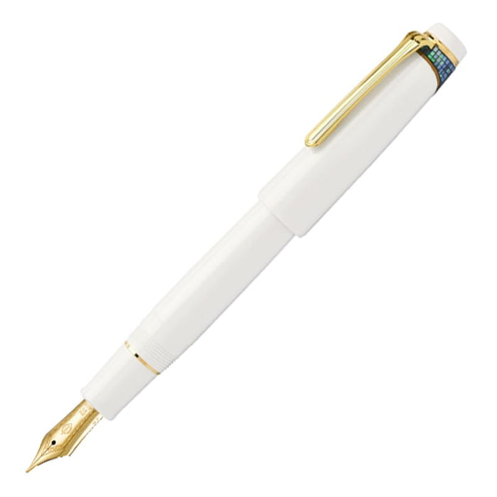 Sailor 21K MF Fountain Pen Makie Bunbo Lotus Design 10-8071-310 White GT Trim
