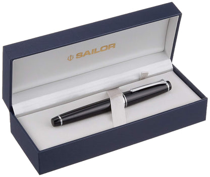 Sailor Professional Gear Slim Black Silver Medium Fine Fountain Pen 11-1222-320