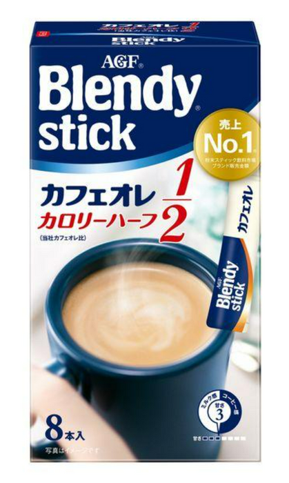 Ajinomoto Agf Blendy Stick Cafe Au Lait Half Calorie Version 8 Sticks - Mildly Sweet Coffee