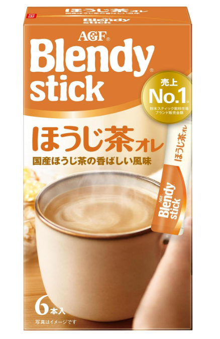 Ajinomoto Agf Blendy Stick Houjicha Cafe Au Lait 6 Sticks - Japanese Instant Coffee