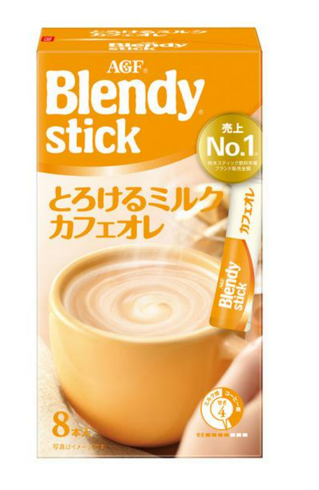 Ajinomoto Agf Blendy Stick Melted Milk Cafe Au Lait 8 支 - 日本牛奶咖啡