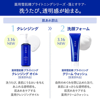 Sekkisei Medicated Brightening Cream Wash 130G - Dullness & Pores Cleanser