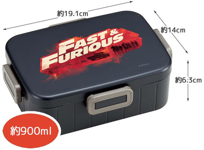 Skater Lunch Box 900ml Large Capacity 4-Point Lock Antibacterial Fast & Furious