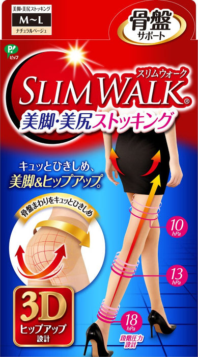 Slim Walk M-L Natural Beige Compression Stockings for Beautiful Legs and Buttocks
