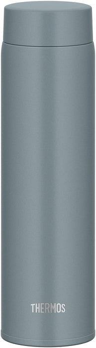 Thermos Joq-600 Gyg Stainless Steel Water Bottle Vacuum Insulated Gray Green 600ml With Integrated Spout and Gasket Easy Clean & Dishwasher Safe