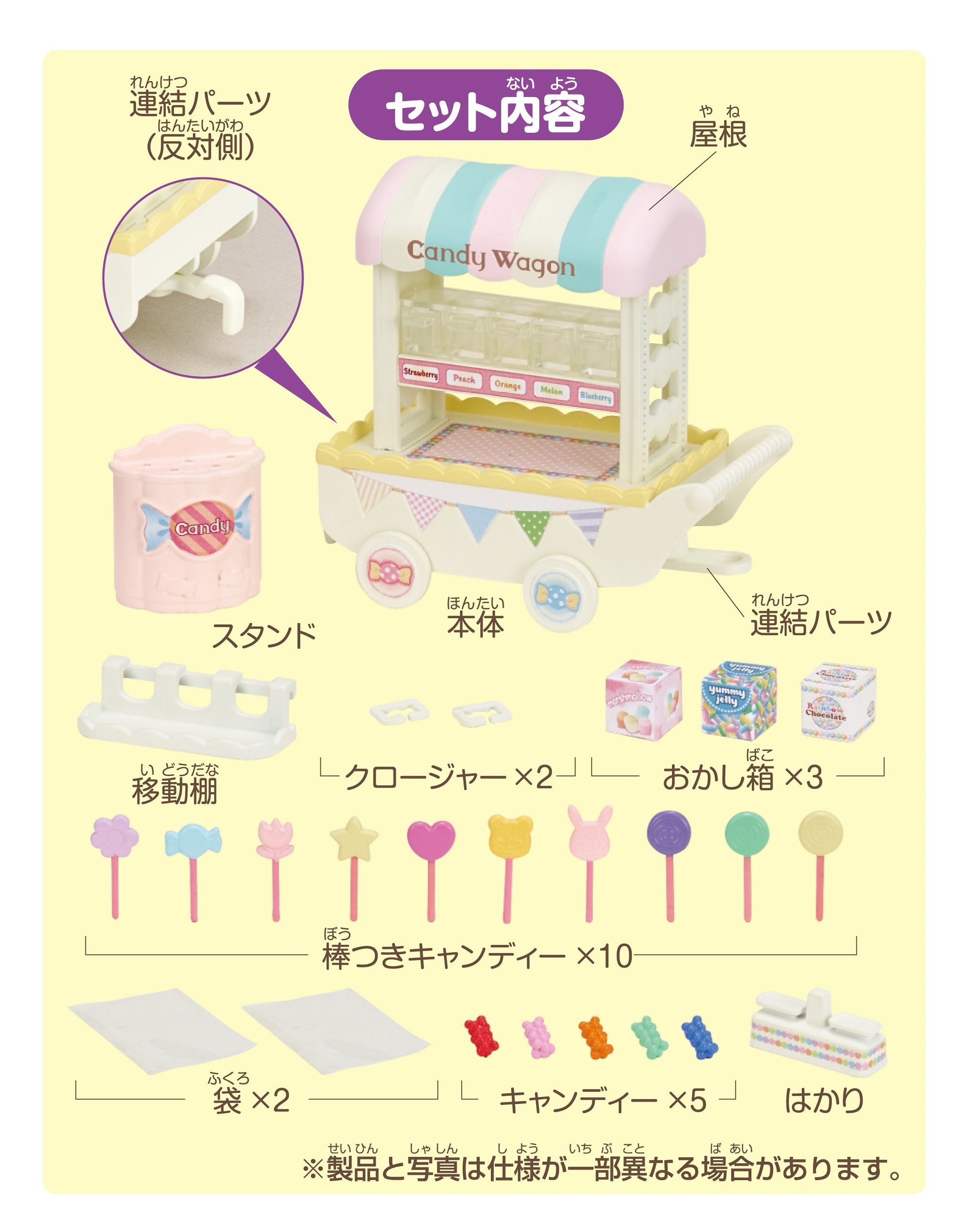 Epoch Sylvanian Families Colorful Candy Wagon Toy Dollhouse Mi-85 St Mark Suitable for Ages 3+