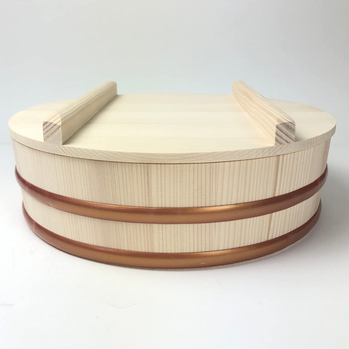 Tachibana 36cm Wooden Sushi Oke Bowl with Lid Hangiri for Perfect Sushi