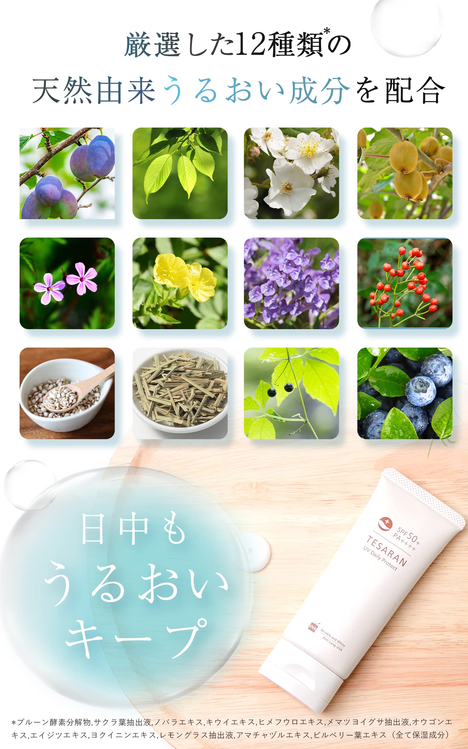 Tesaran UV Daily Protect: Non-Chemical Sunscreen Cream 60g for Face with Tone-Up