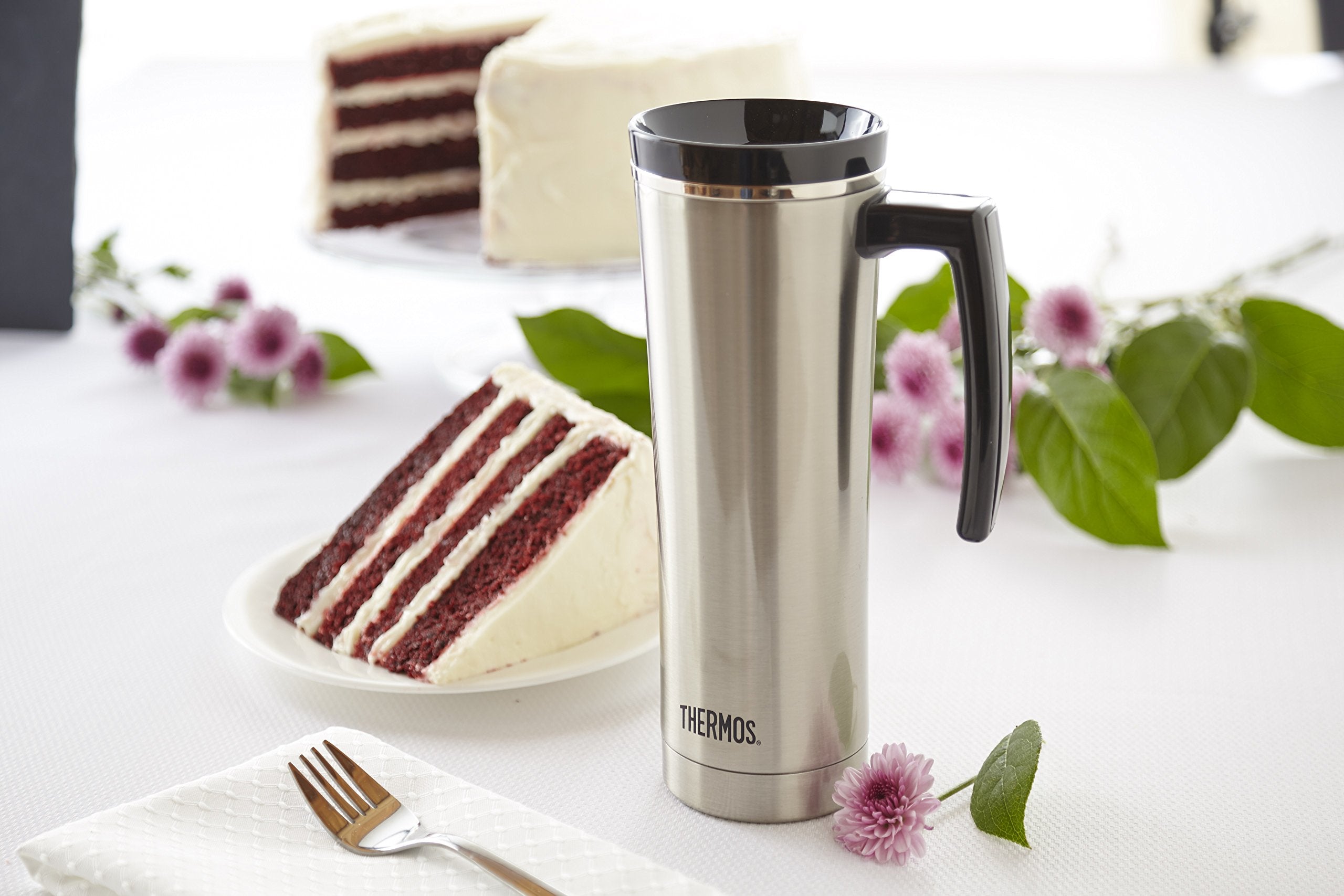 Thermos 16-Oz Black Vacuum Insulated Travel Mug Tumbler Water Bottle 450Ml