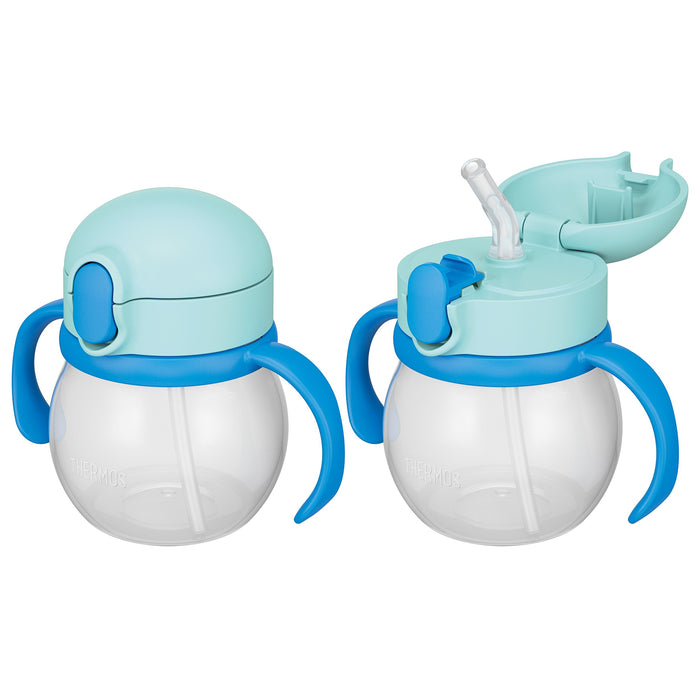Thermos Baby Straw Mug 250ml in Light Blue Leakproof Detachable Handle Suitable for 9 Months Up