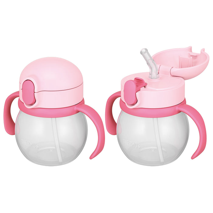 Thermos Baby Straw Mug 250ml in Light Pink Non-Leaking for 9 Months and Up