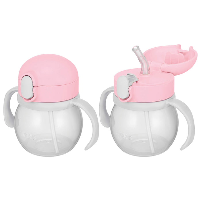 Thermos 250ml Baby Straw Mug Powder Pink Leak-Proof Design