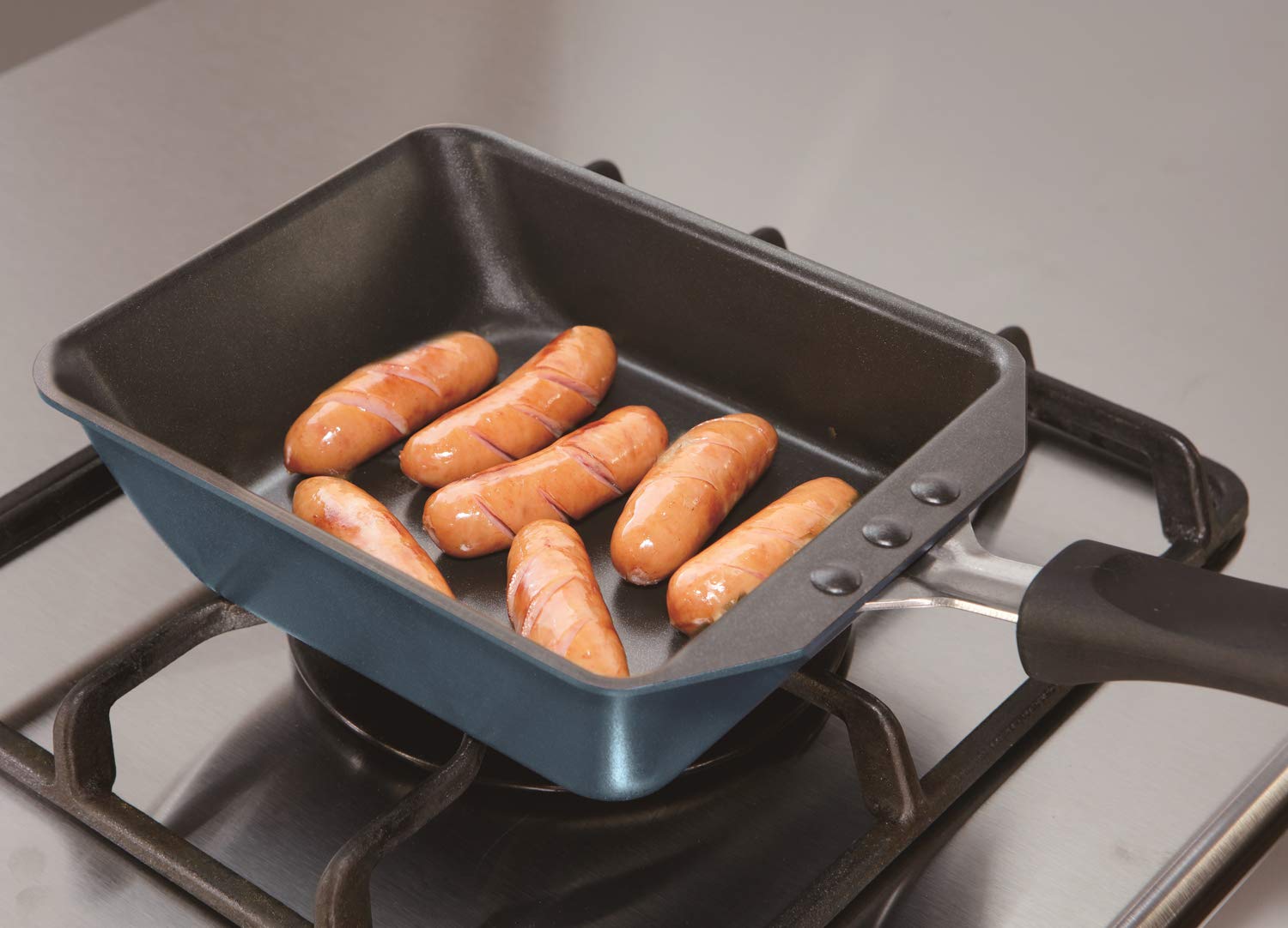 Thermos Lightweight 15x18.5cm Navy Deep Egg Frying Pan Durable Coating for Gas Stove - KFD-015De NVY