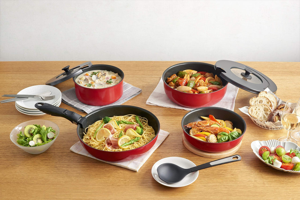 Thermos 24Cm Red Frying Pan Durable Series Induction Compatible with Detachable Handle