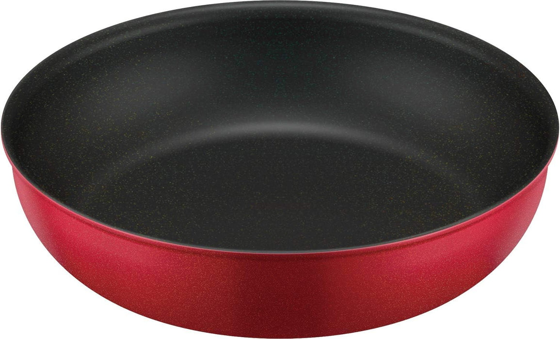 Thermos 26cm Red Frying Pan with Detachable Handle Induction Compatible