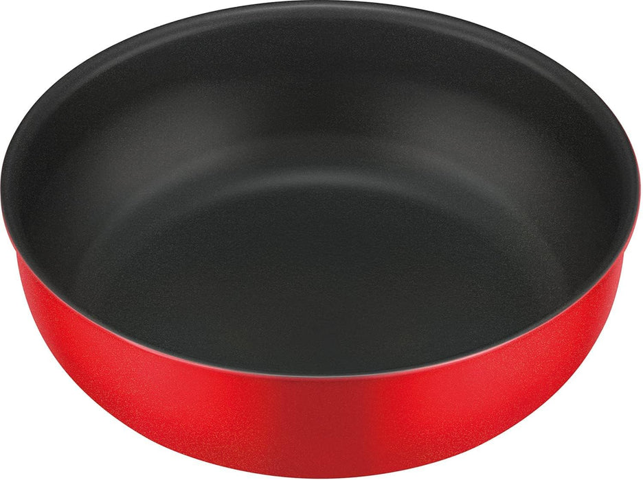 Thermos 24cm Durable Frying Pan with Removable Handle for Gas Stove - Bright Red