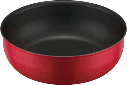 Thermos 24cm Red Durable Series Frying Pan with Removable Handle - IH Compatible