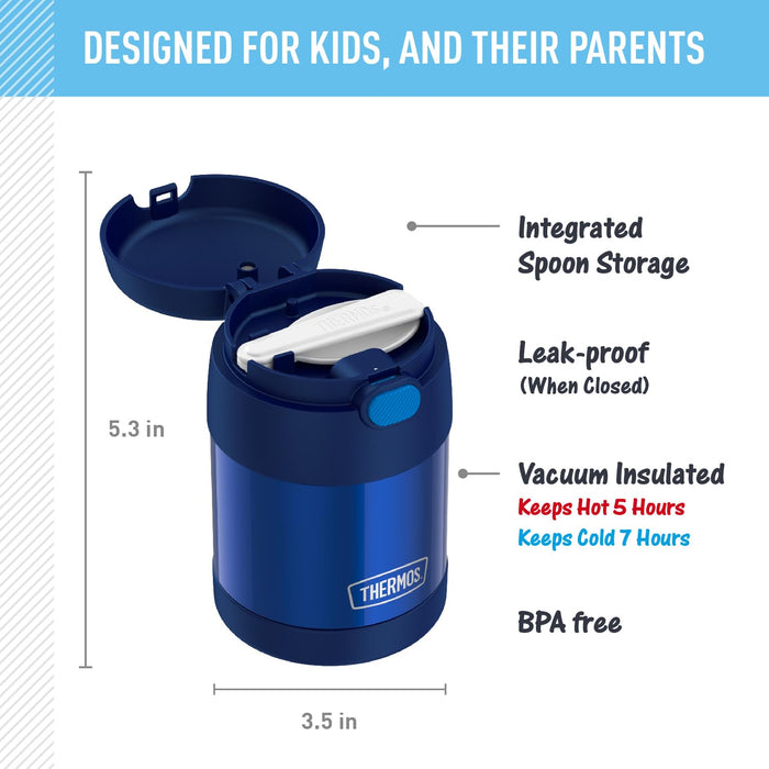 Thermos Funtainer 10 盎司真空隔熱不銹鋼兒童食品罐帶勺子海軍藍