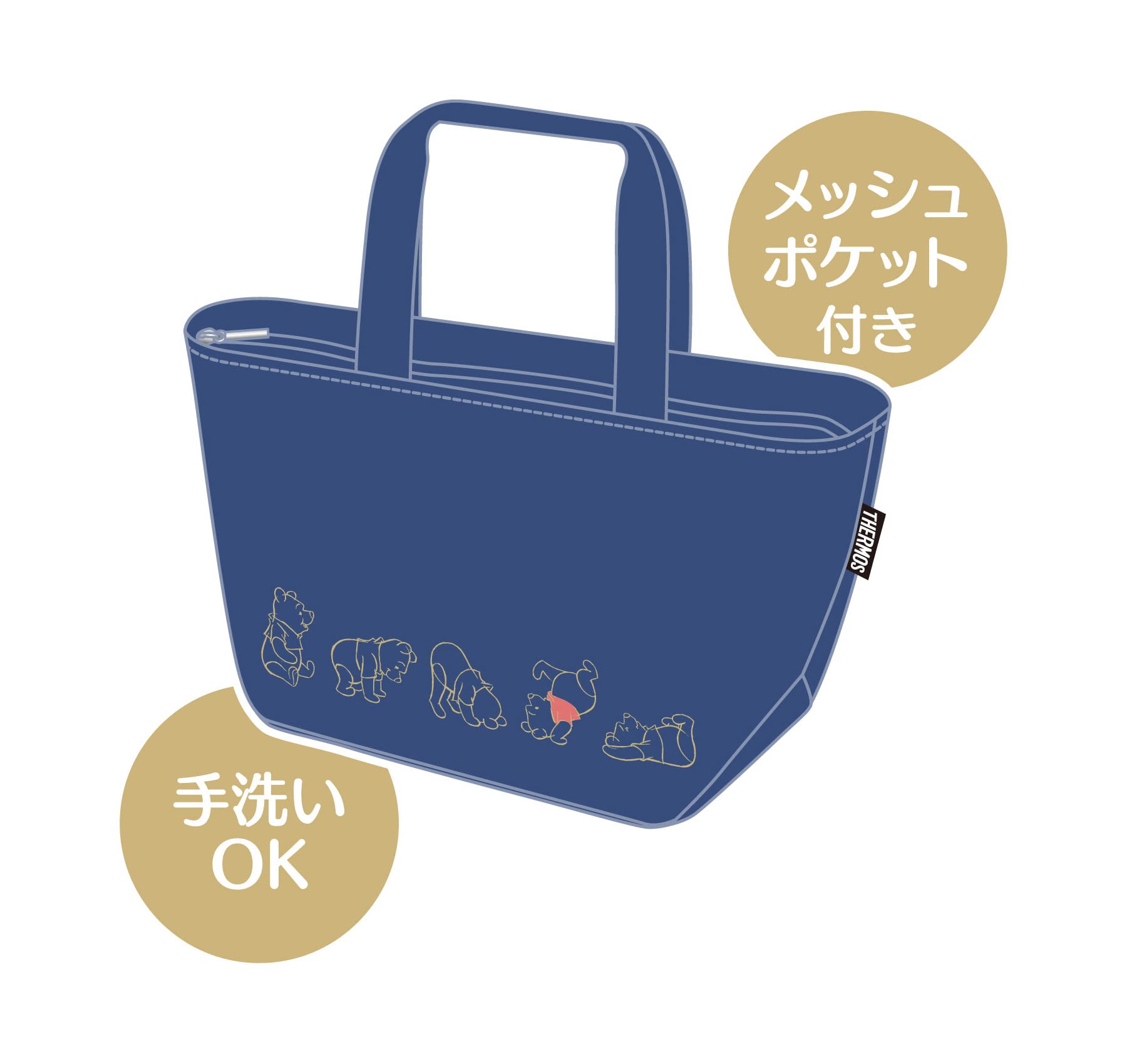 Thermos 4L Insulated Lunch Bag Winnie The Pooh Design in Navy - Rff-004Ds Nvy