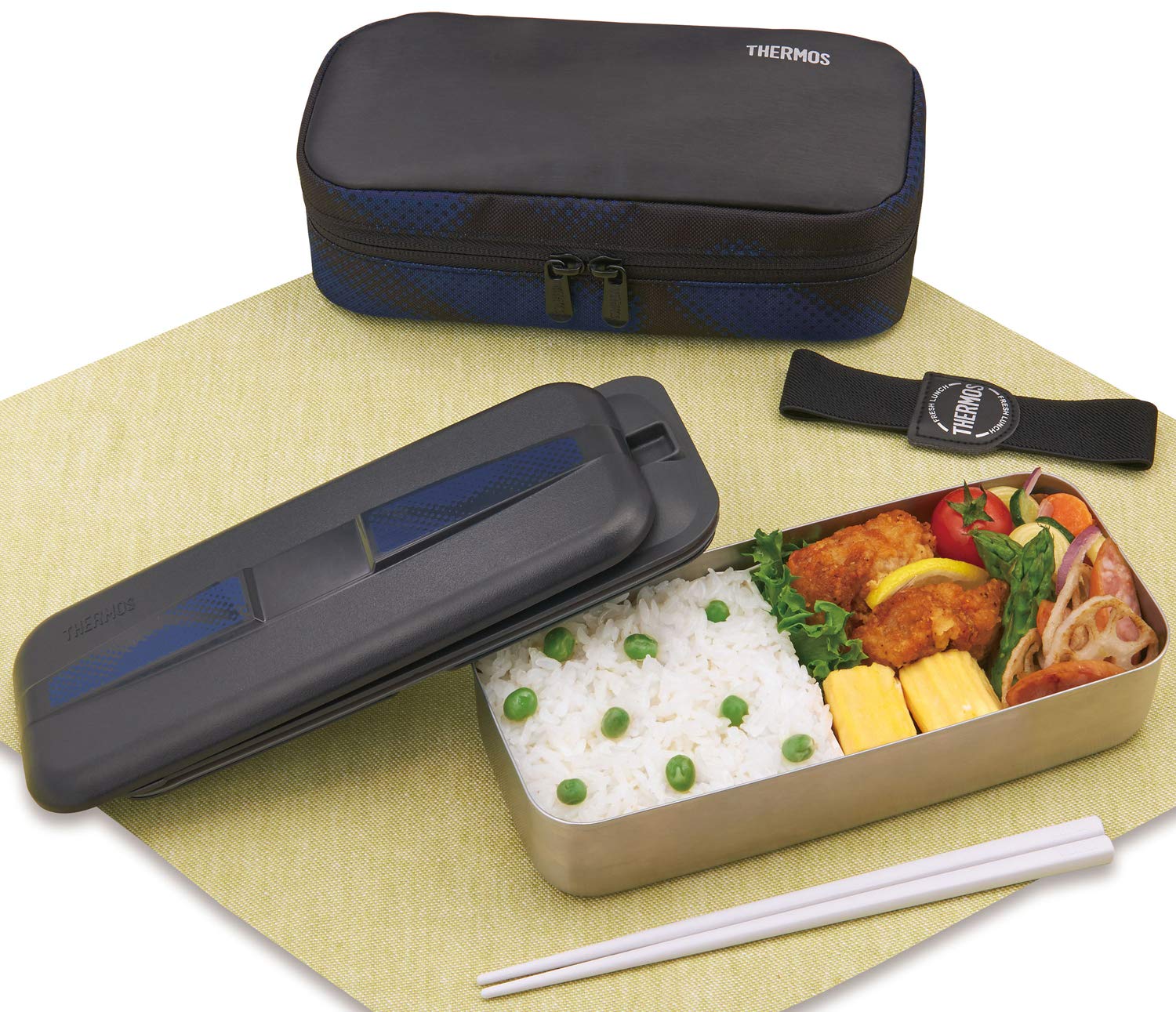 Thermos Black Stainless Steel Lunch Box Fresh 700ml DSD-703 Bk-Pt