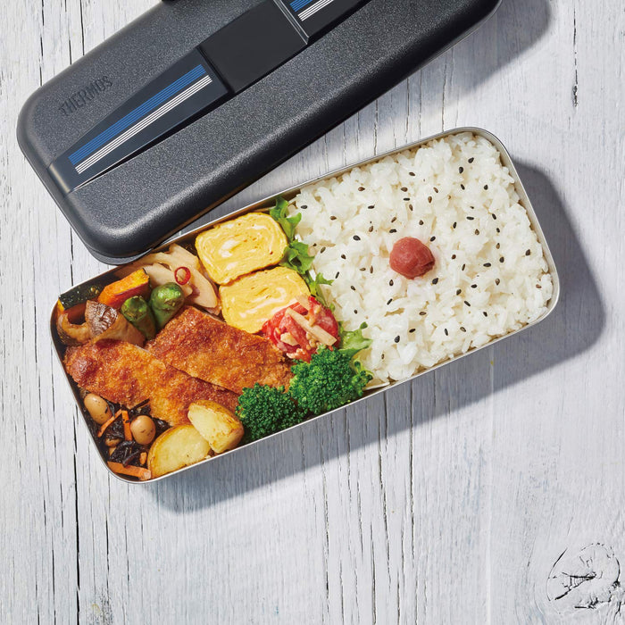 Thermos Stainless Steel 700ml Fresh Lunch Box in Line Black 鈥 DSD-704 L-BK