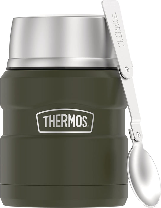 Thermos Stainless King 16oz Matte Green Vacuum Insulated Food Jar with Spoon