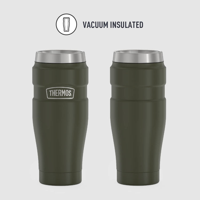 Thermos Stainless King 16Oz Vacuum Insulated Travel Tumbler in Matte Green