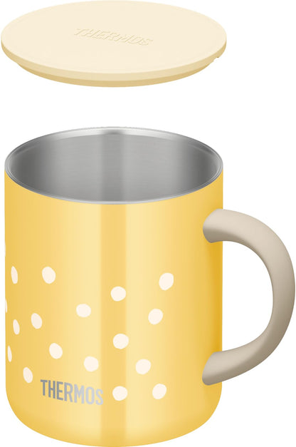 Thermos 350ml Stainless Steel Vacuum Insulated Mug in Dot Yellow