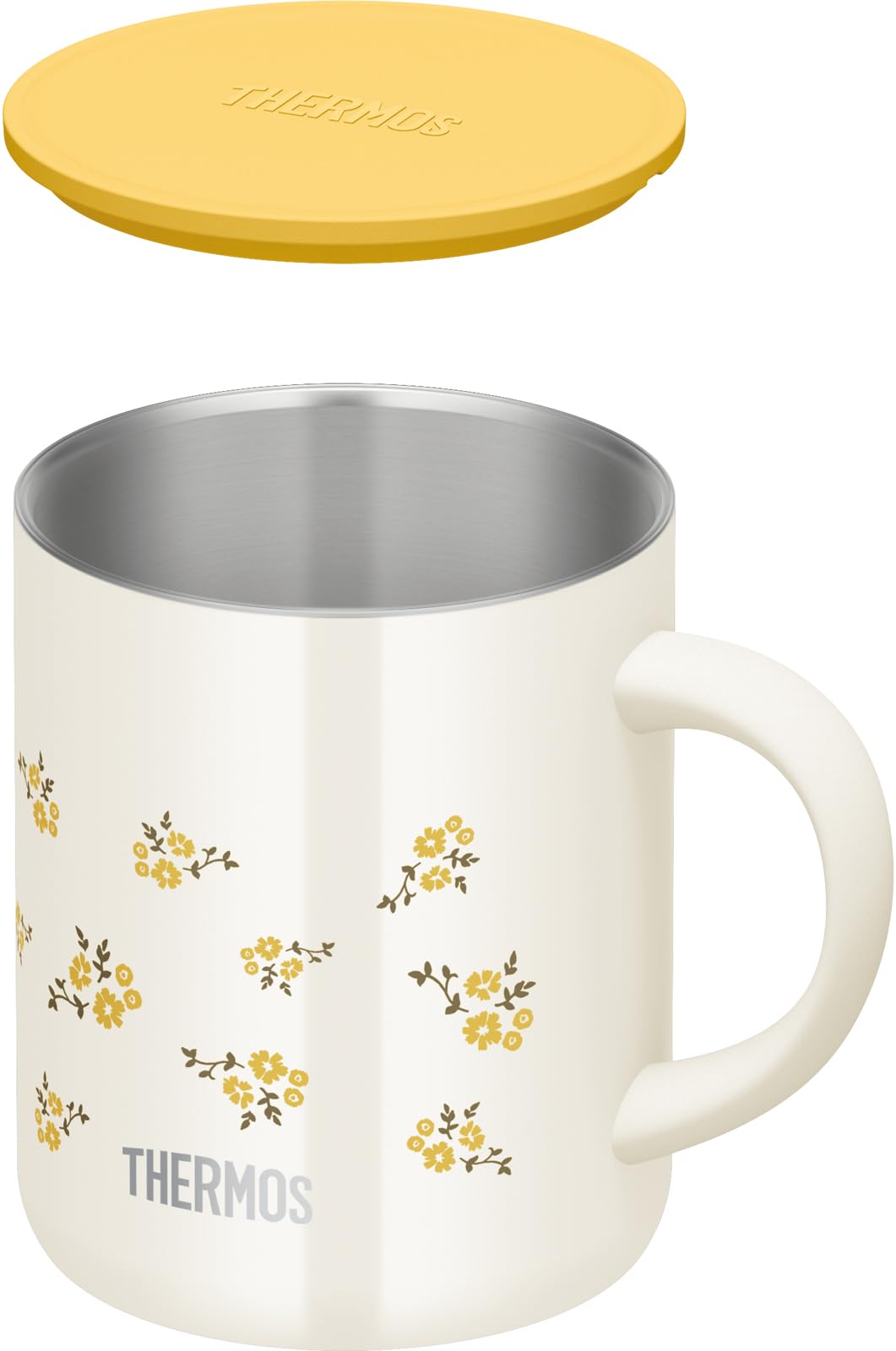 Thermos Jdg-352Ltd Yf Insulated Stainless Steel Mug 350ml - Yellow Flower Design