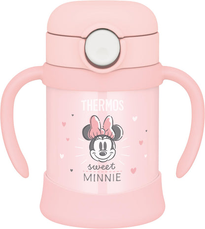 Thermos Vacuum Baby Straw Mug 250Ml Pastel Pink Minnie Mouse Insulated