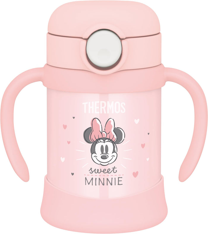 Thermos Vacuum Baby Straw Mug 250Ml Pastel Pink Minnie Mouse Insulated