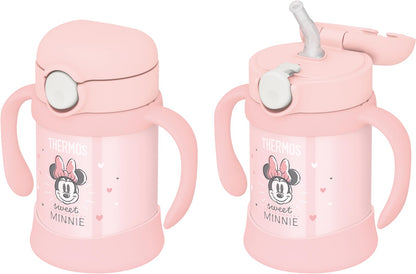 Thermos Vacuum Baby Straw Mug 250Ml Pastel Pink Minnie Mouse Insulated