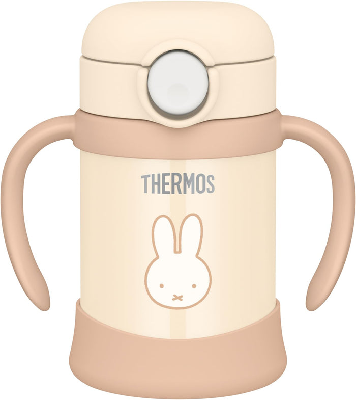 Thermos Miffy Vacuum Baby Straw Mug 250Ml Cream with Spout for Cold Drinks