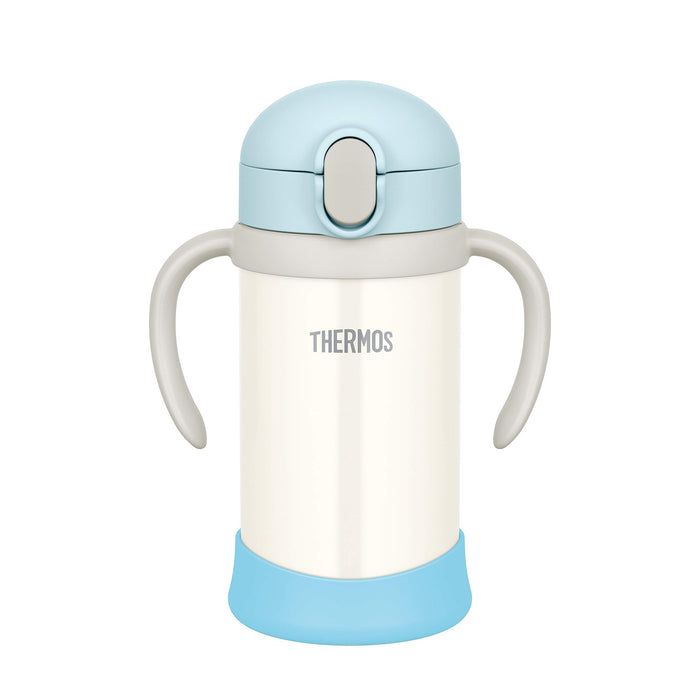Thermos 350ml 藍色和白色保溫瓶嬰兒吸管杯