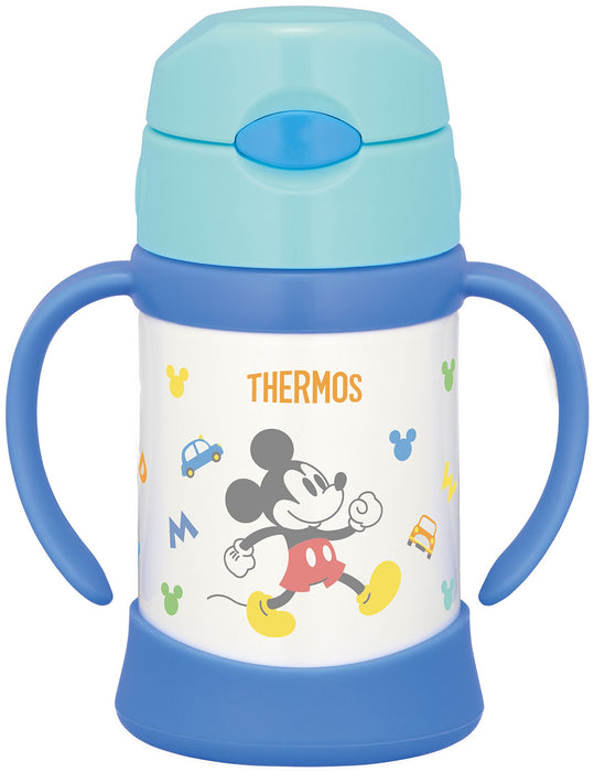 Thermos 米奇浅蓝色真空隔热婴儿吸管杯（适合 9 个月及以上婴儿）
