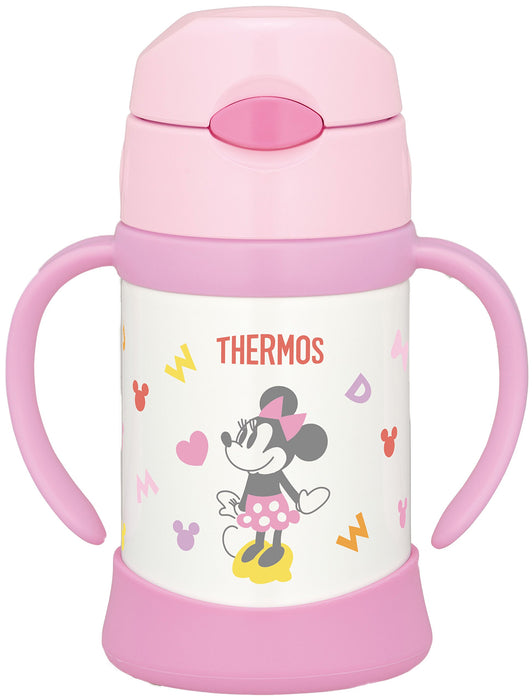 Thermos 淺粉紅色真空隔熱嬰兒吸管杯米妮 9 個月以上