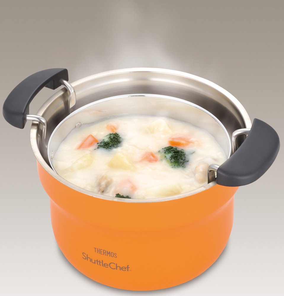 THERMOS Shuttle Chef グリル鍋 ホワイト/オレンジ Thermos 1.6L Vacuum Insulated Shuttle Chef Cooker in Apricot Kbf-1600