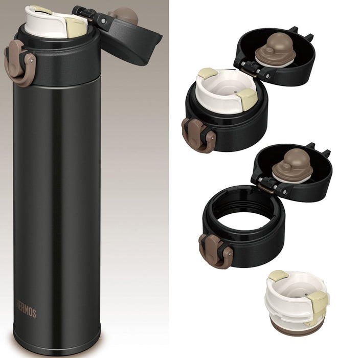 Thermos 0.4L Matte Black Vacuum Insulated Mobile Mug - One Touch Open Type