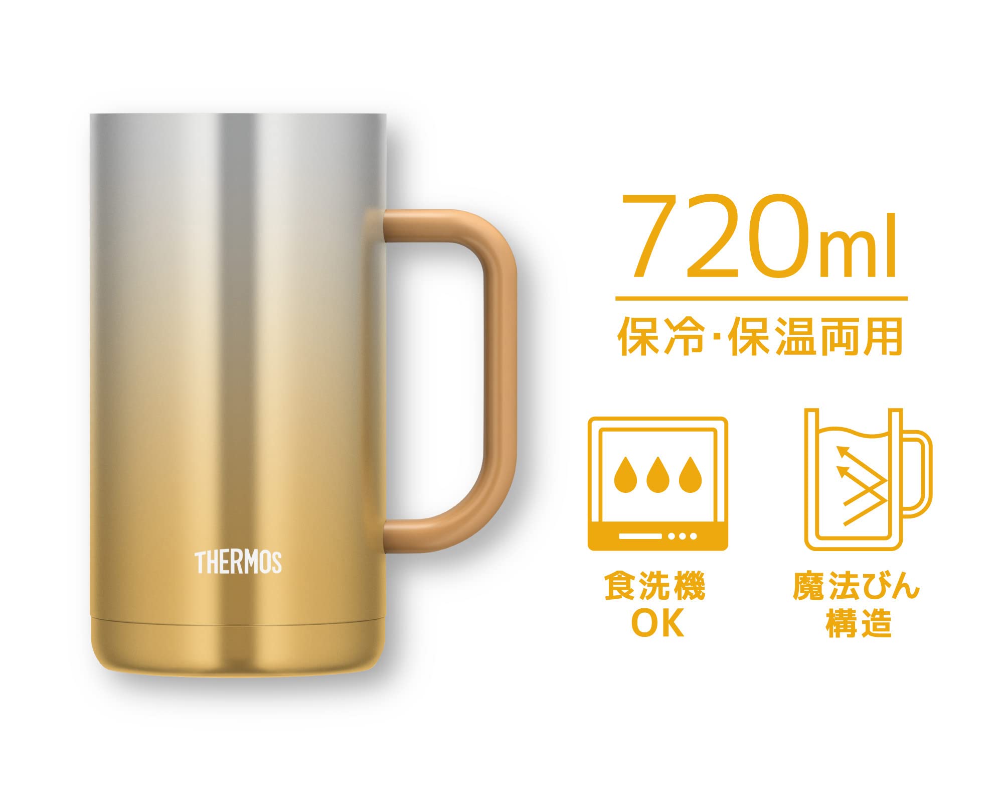 Thermos Sparkling Gold Vacuum Insulated Mug 720ml Model JDK-720C