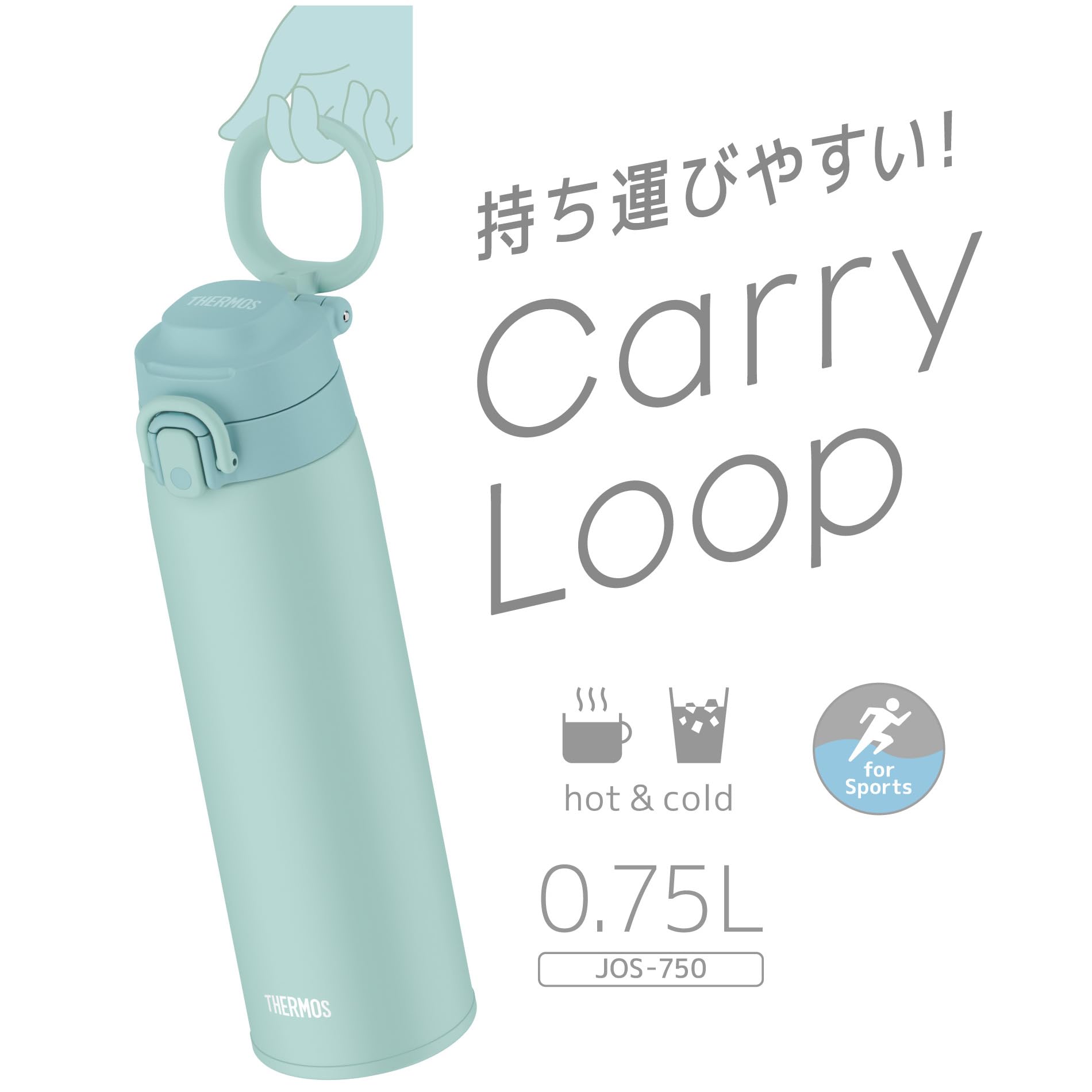 Thermos 750ml Mint Blue Jos-750 Mbl Portable Mug Vacuum Insulated with Carry Loop