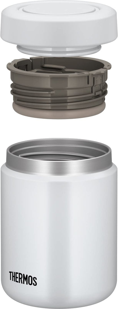 Thermos 500ml Vacuum Insulated Soup Jar White Gray Standard Model Hot/Cold Easy Clean Round Mouth JBR-501 WHGY