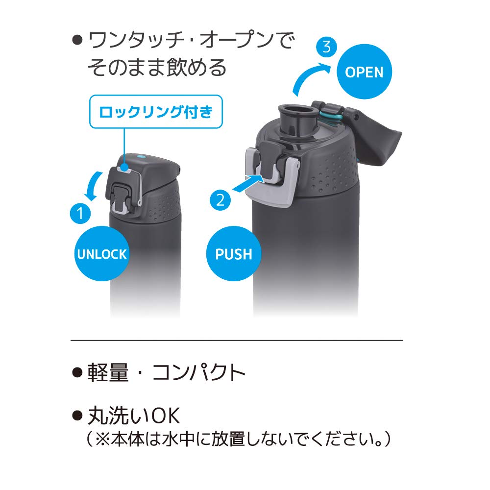 Thermos Fjh-500 Mtbk 0.5L Vacuum Insulated Cold Storage Matte Black Sports Bottle