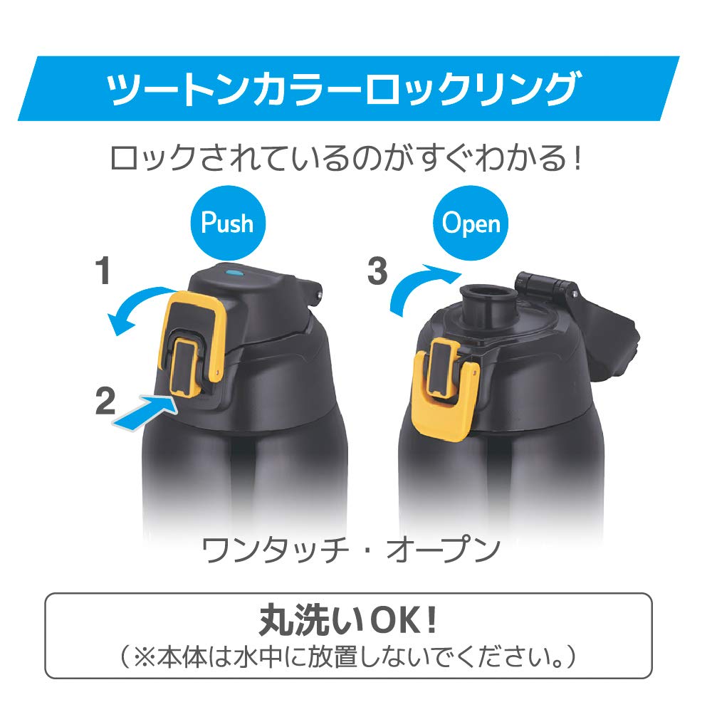 Thermos 1.5L Vacuum Insulated Sports Bottle Black Orange Cold Storage - Fht-1501F Bkor