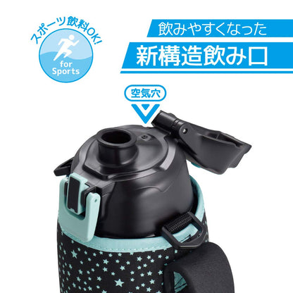 Thermos Black Star 1.5L Vacuum Insulated Sports Bottle for Cold Storage Fht-1501F Bkst