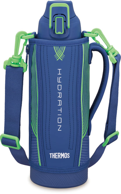 Thermos 1L Blue Green Sports Bottle Vacuum Insulated for Cold Storage - Fht-1002F Blgr