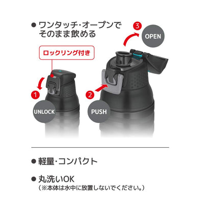 Thermos 1L Matte Black Vacuum Insulated Sports Bottle for Cold Storage - FJC-1001 MTBK