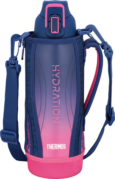 Thermos FHT-1001F 1L Navy Pink Vacuum Insulated Cold Only Sports Bottle